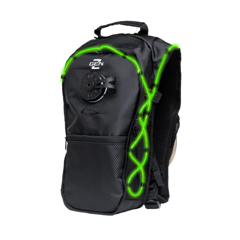 RaveRunner Hydration Black backpack with LED Lights Green