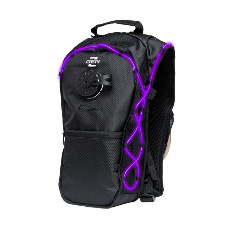 RaveRunner Hydration Black backpack with LED Lights Purple