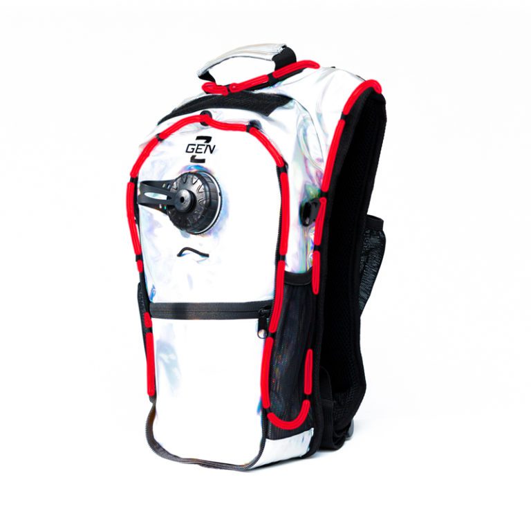 RaveRunner Hydration Holographic backpack with LED Lights holographic red