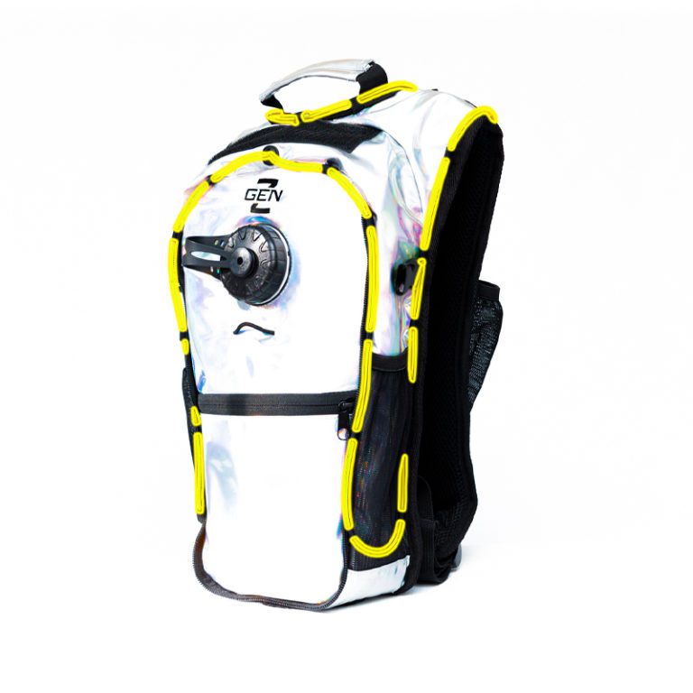 RaveRunner Hydration Holographic backpack with LED Lights holographic green Yellow