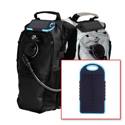 RaveRunner Hydration pack with solar panel attachment