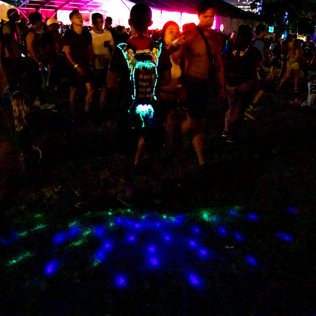 RaveRunner LED backpack at a music festival