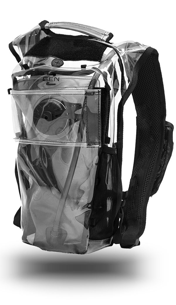 Clear hydration pack with bladder