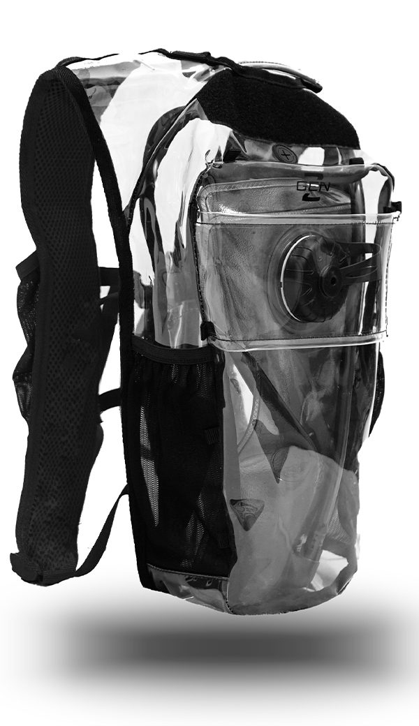 Clear hydration pack with baldder side 2