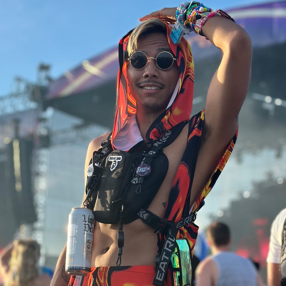 rave dad in chest pack
