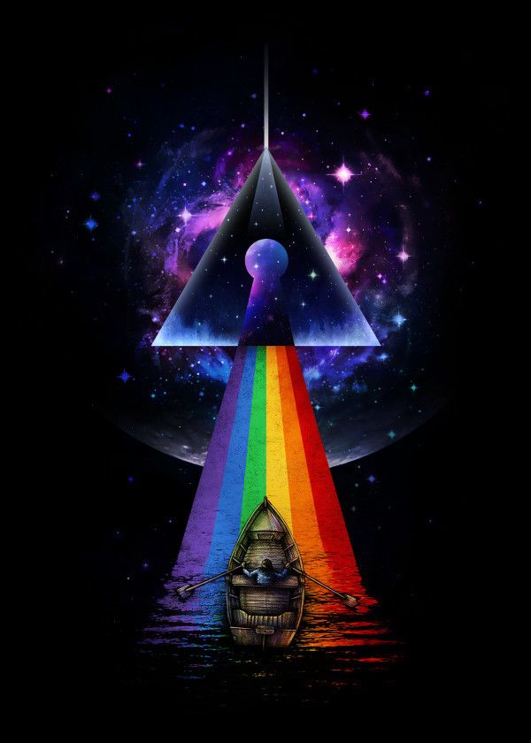 trippy rainbow boat triangle