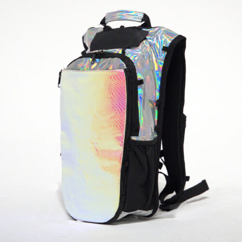 snakeskin reflective iridescent backpack